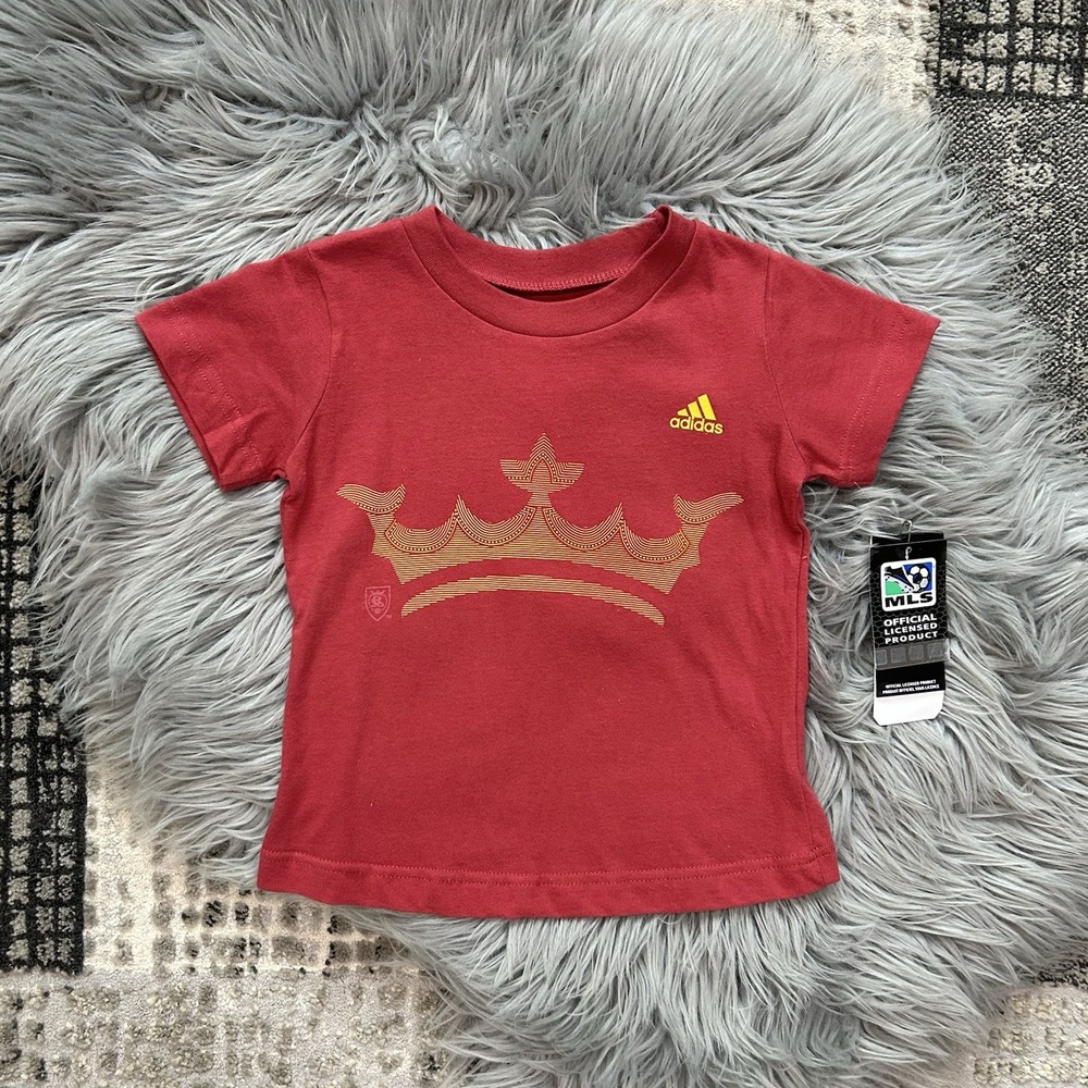 RSL Real Salt Lake Kids Size 4T Red The Go-To‎ Tee Adidas Shirt NEW
